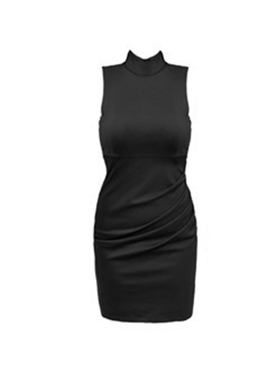 Mock Neck Black Dress