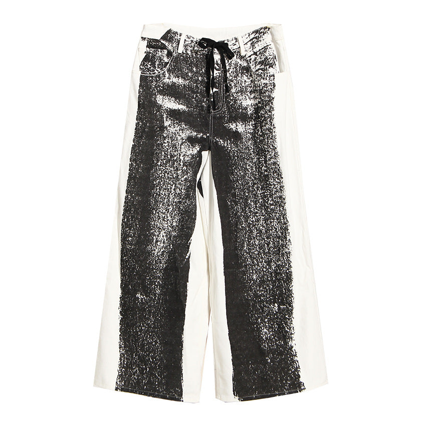 In Vogue Fashionable 3-Dimensional High Waisted Printed Jeans