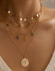 Multi-Strand Zirconia Charm Necklace