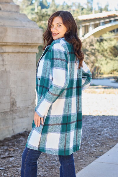 Plaid Button Up Lapel Collar Coat