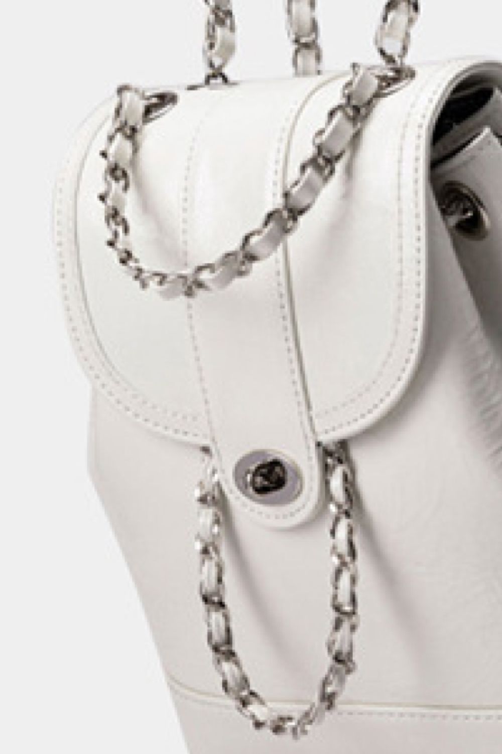 Faux Leather Chain Strap Backpack
