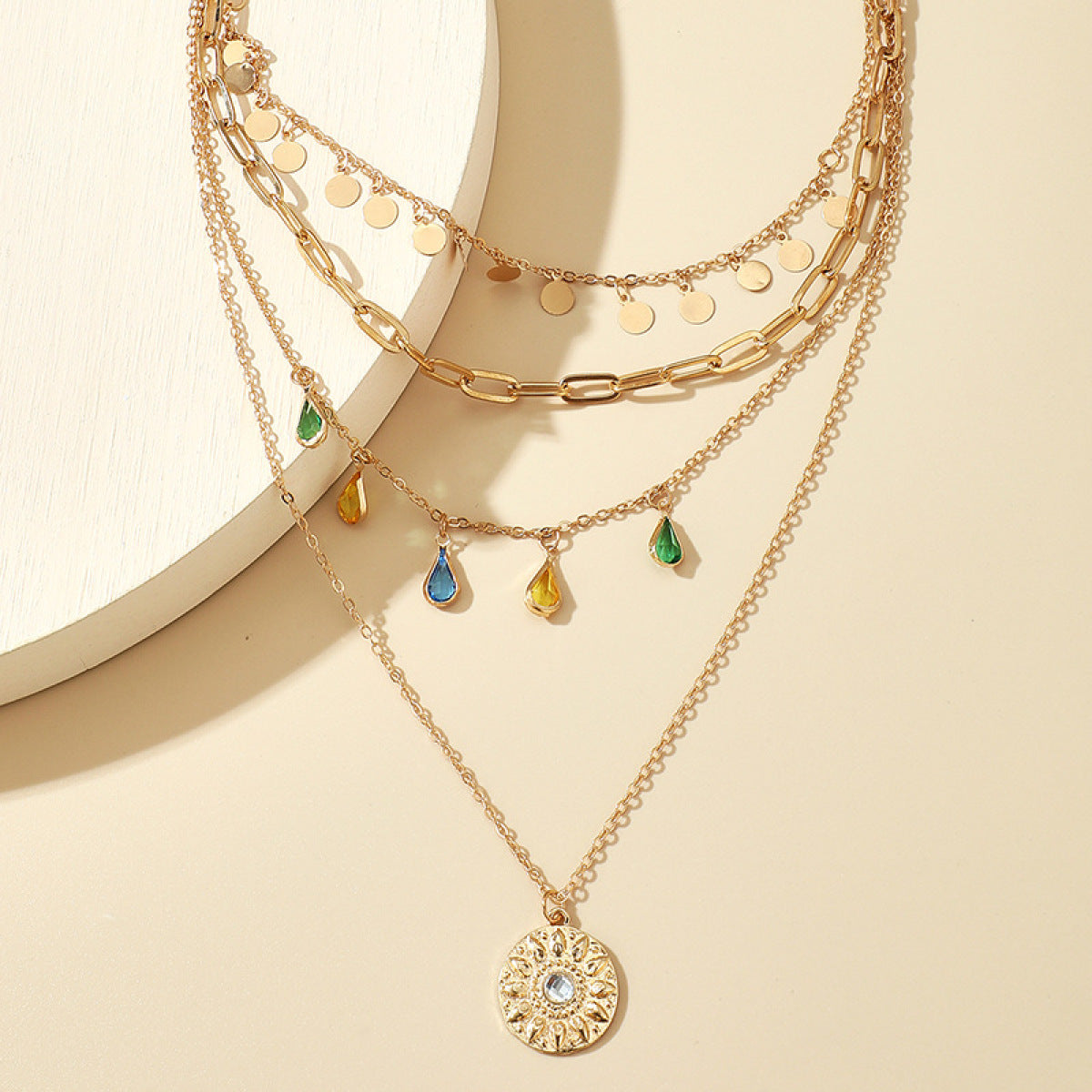 Multi-Strand Zirconia Charm Necklace