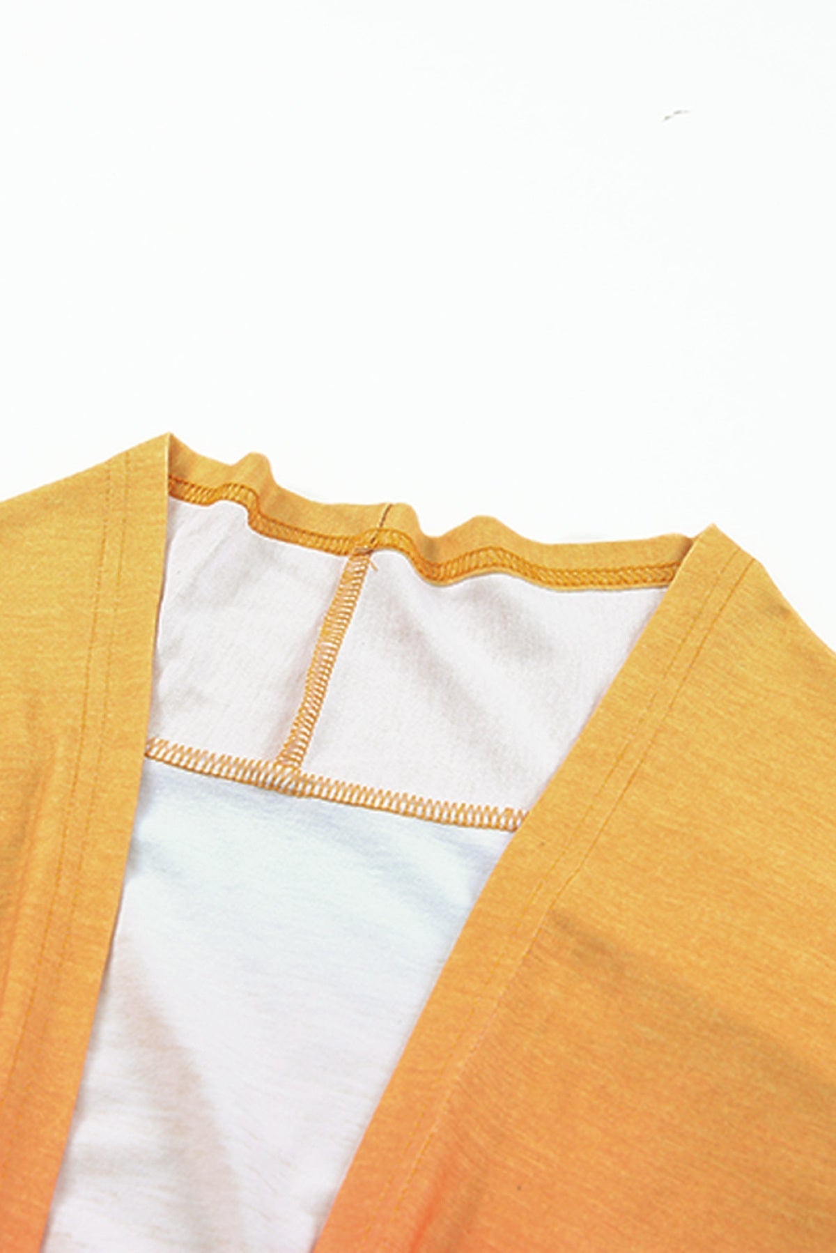 Yellow Gradient Tie-Dye Open Front Mid-Length Cardigan