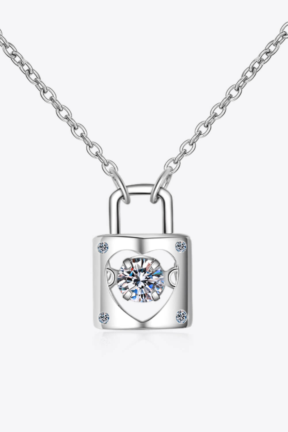 Adored Moissanite Lock Pendant Necklace