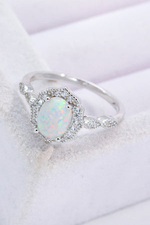 White Fire 925 Sterling Silver Opal Ring