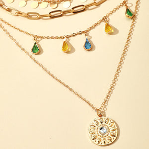 Multi-Strand Zirconia Charm Necklace