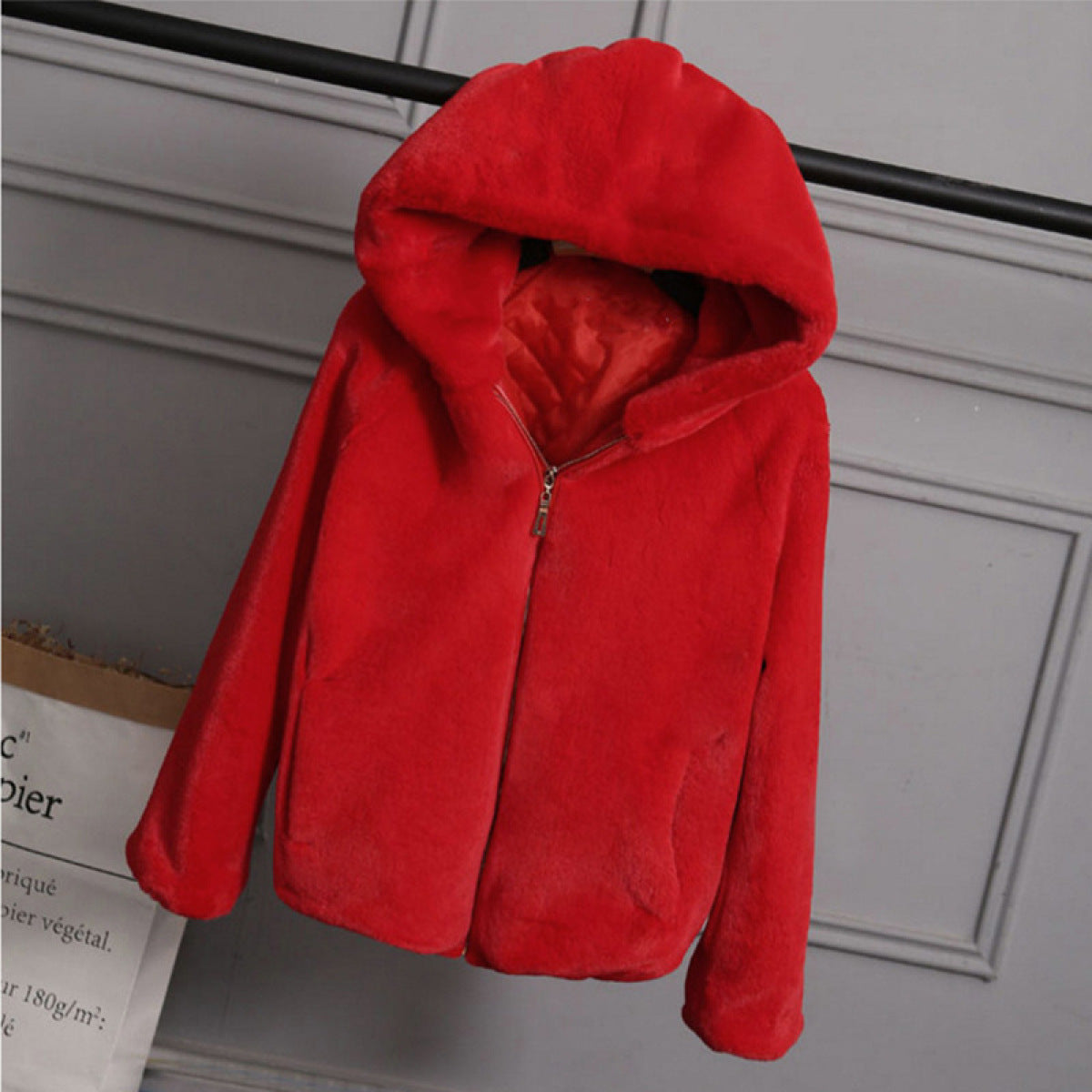 Zipper Fleece Lined Long Sleeve Hooded Jacket
