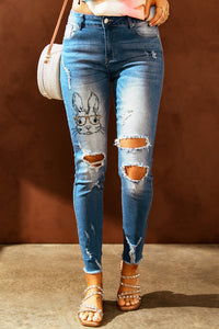 Bunny Distressed Frayed Hem Jeans