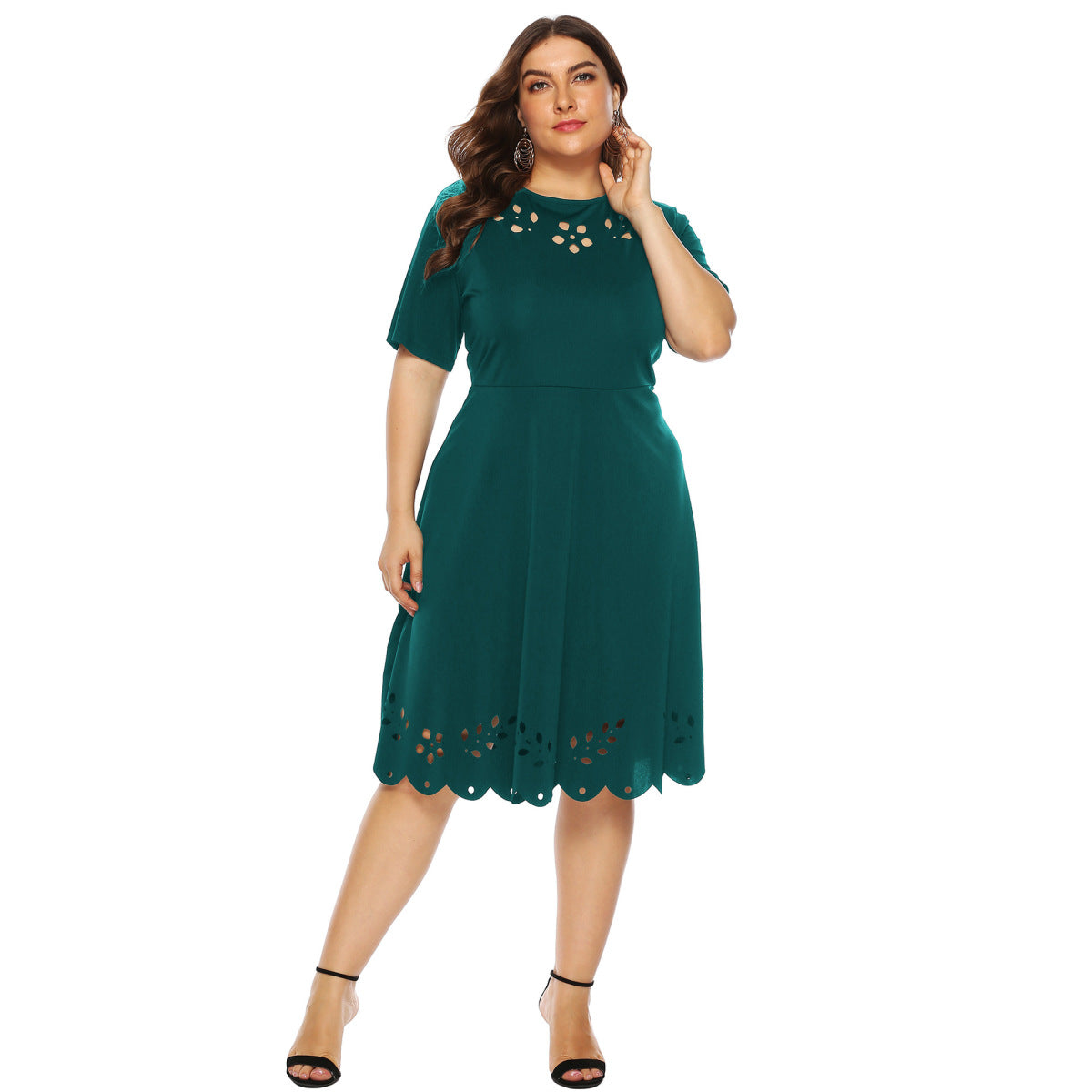 Plus Size Women's Cutout Short-Sleeved Dress