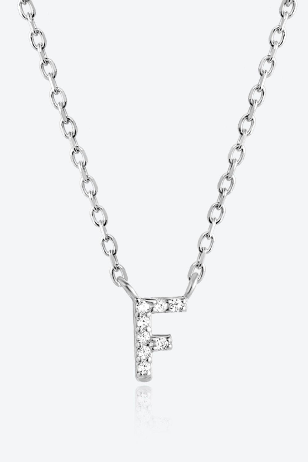 A To F Zircon 925 Sterling Silver Initial Necklace