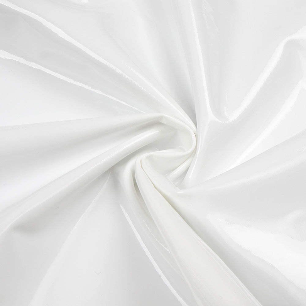 White Glaze Faux Leather Pleated Rose Bow Maxi Dress