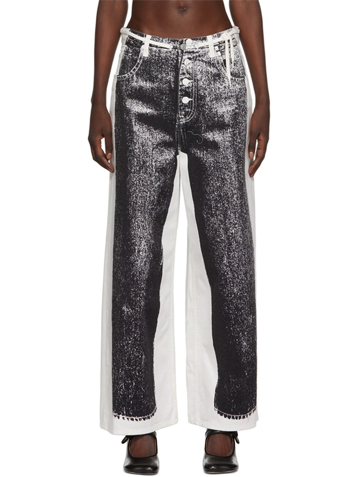 In Vogue Fashionable 3-Dimensional High Waisted Printed Jeans