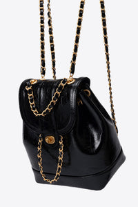 Faux Leather Chain Strap Backpack