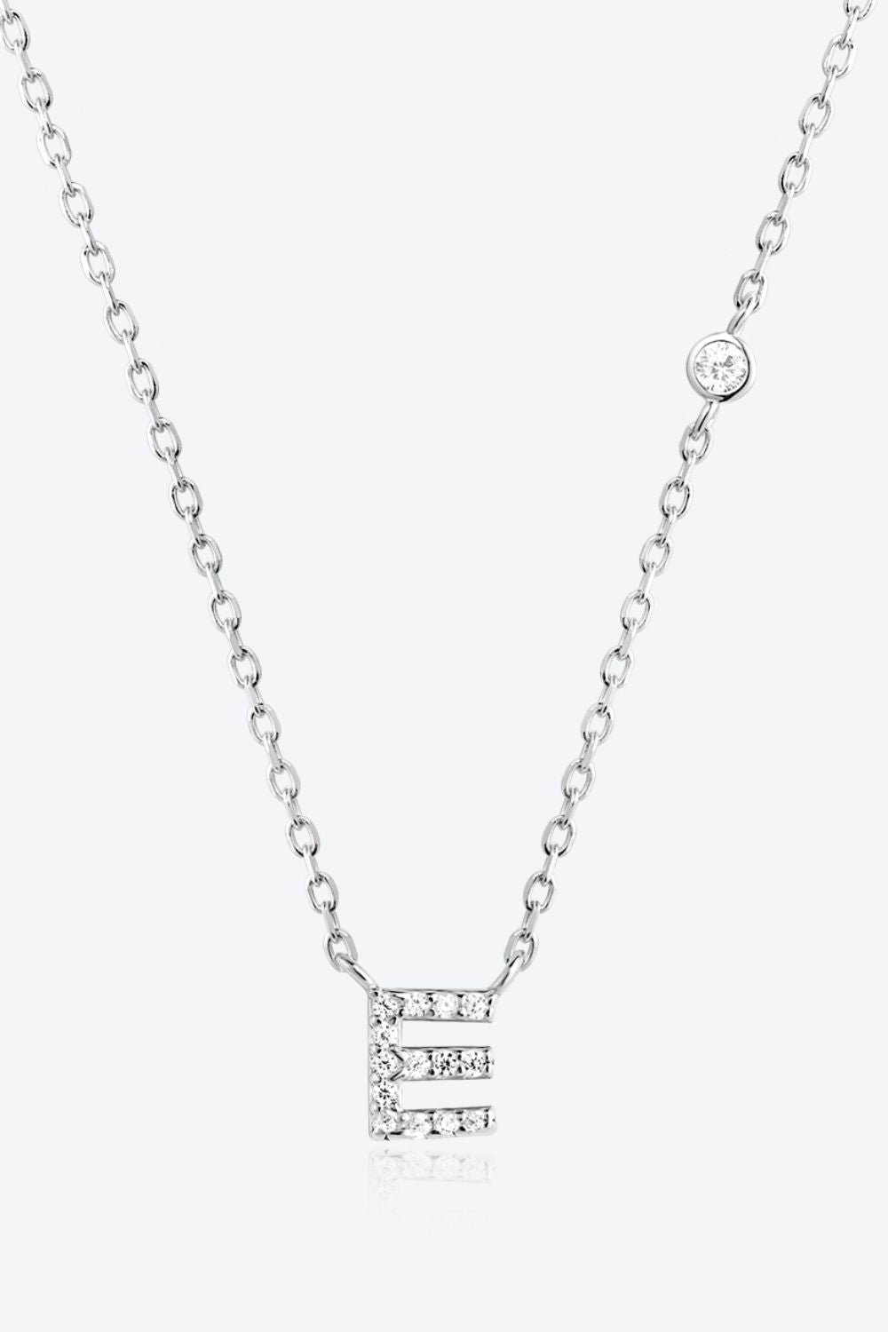 A To F Zircon 925 Sterling Silver Initial Necklace