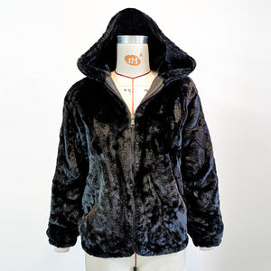 Zipper Fleece Lined Long Sleeve Hooded Jacket