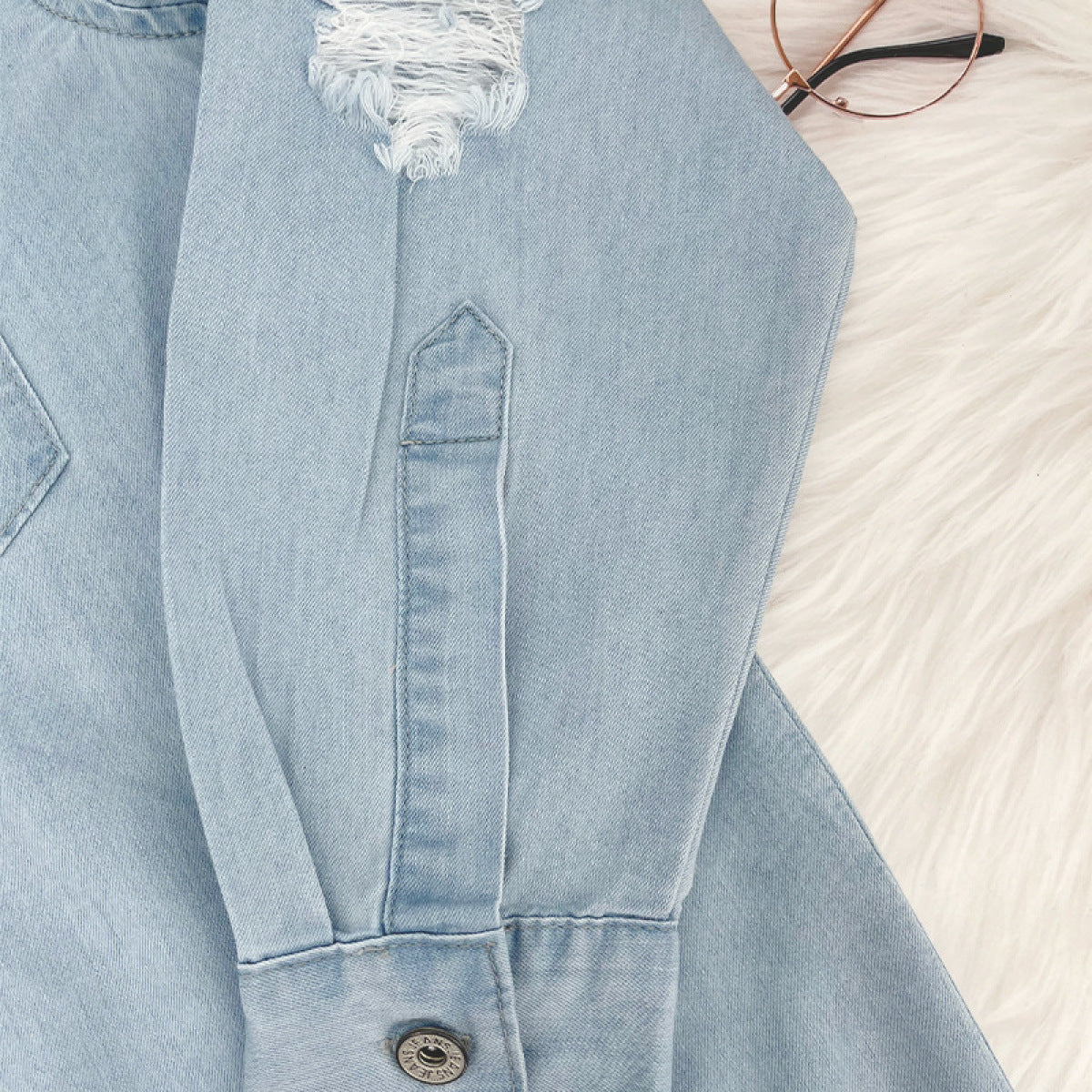 Single-Breasted Loose Long-Sleeved Denim Shirt Jacket