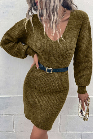 Ribbed Long Sleeve Sweater Dress
