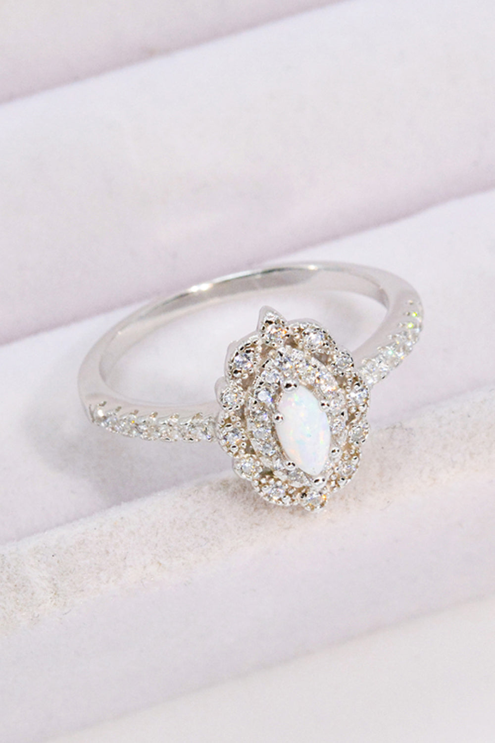 Modern Love Story Opal and Zircon Ring