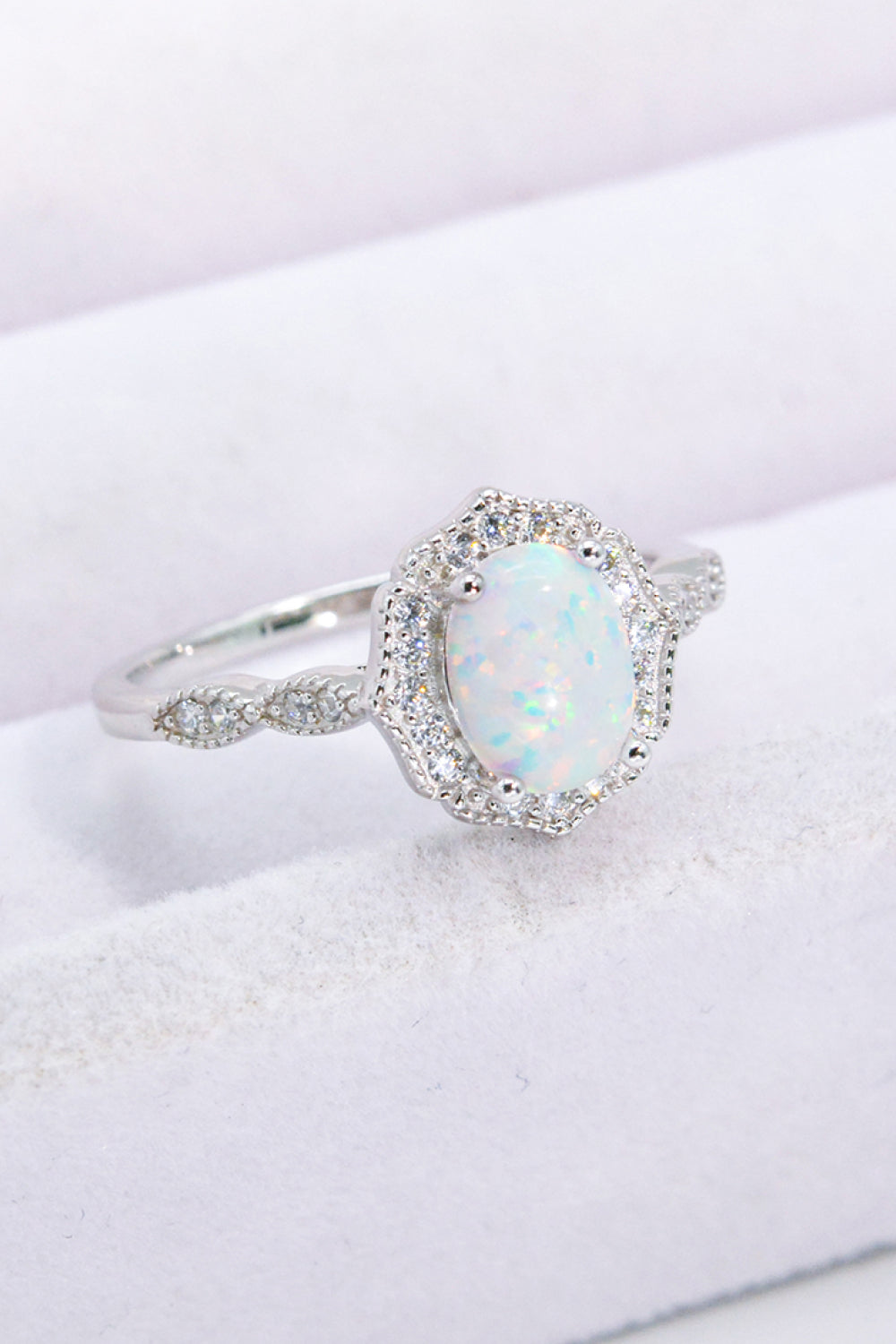 White Fire 925 Sterling Silver Opal Ring