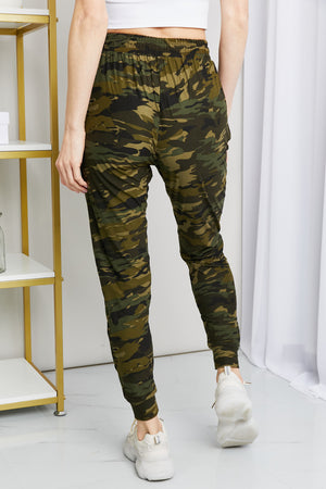 Camouflage Drawstring Waist Zipper Detail Joggers